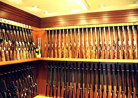 A large selection of shotguns in stock